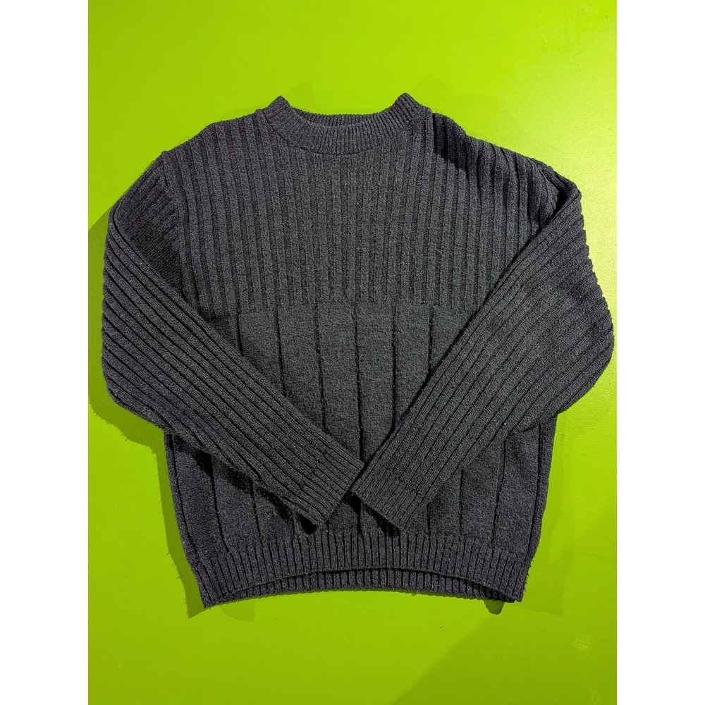 Vintage Untied Knit Acrylic Sweater Ribbed Pullover Dark‎ Blue Men's Large 90s